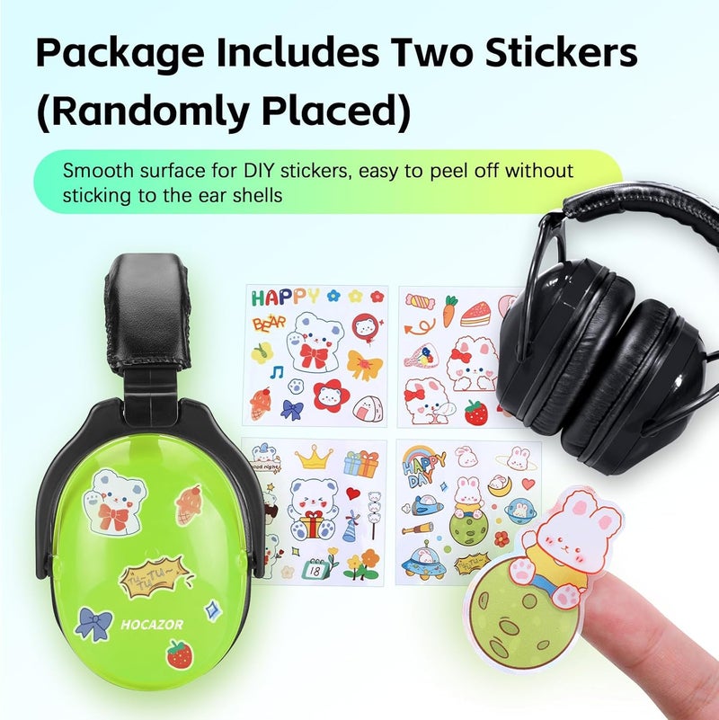 Hocazor 2 Pack HZ015 Kids Ear Protection Safety Earmuffs Durable Noise Cancelling Headphones, green+black - Image 4